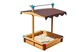 GASPO Sandkasten Felix | L 100 x B 100 x H 120 cm | Sandkiste aus Holz mit absenkbarem Dach | einfaches Bausatzsystem