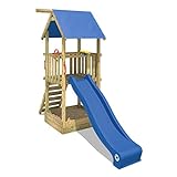 WICKEY Spielturm Smart Tale Spielhaus Kletterturm mit Rutsche, Sandkasten und Kletterleiter, blau