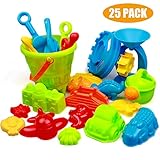 Swonuk 25 Stück Bunt Strand Sandspielzeug Set mit Netzbeutel, Strand Sandspielzeug Kinder -Kinderspielset - Enthält Kipper, Sandrad, Schaufeln, Rechen, Gießkanne, Sandspielzeug für Jungen und Mädchen