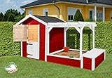 Tabaluga Spielplatz, rot/weiss, 21 mm, bestehend aus Drachenhöhle, Sandkasten, Pergola und Schatztruhe mit Deckel